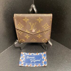 Louis Vuitton Vintage Womens Monogram Folded Envelope Card Wallet Brown